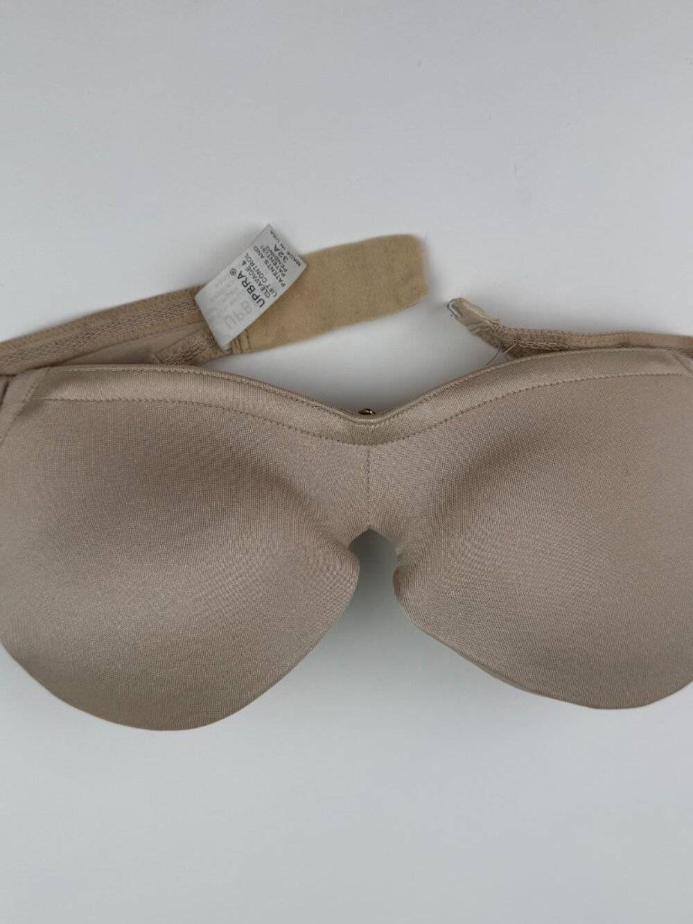 UpBra Cleavage & Lift Control Strapless Bra Nude Beige Size 32A Damage Wire